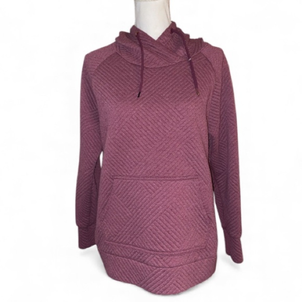 GREEN TEA QUILTED Chevron Hoodie Sweater Purple in Size Medium